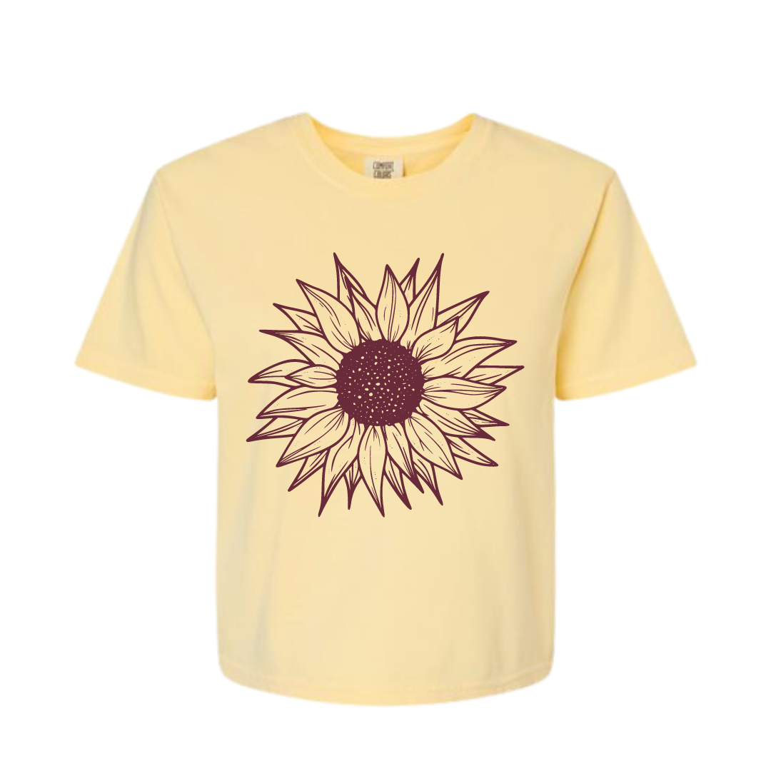 Positive Vibes Only Boxy Sunflower Tee