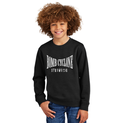 Youth Jet Black "Bomb Cyclone Survivor" Crewneck Sweatshirt